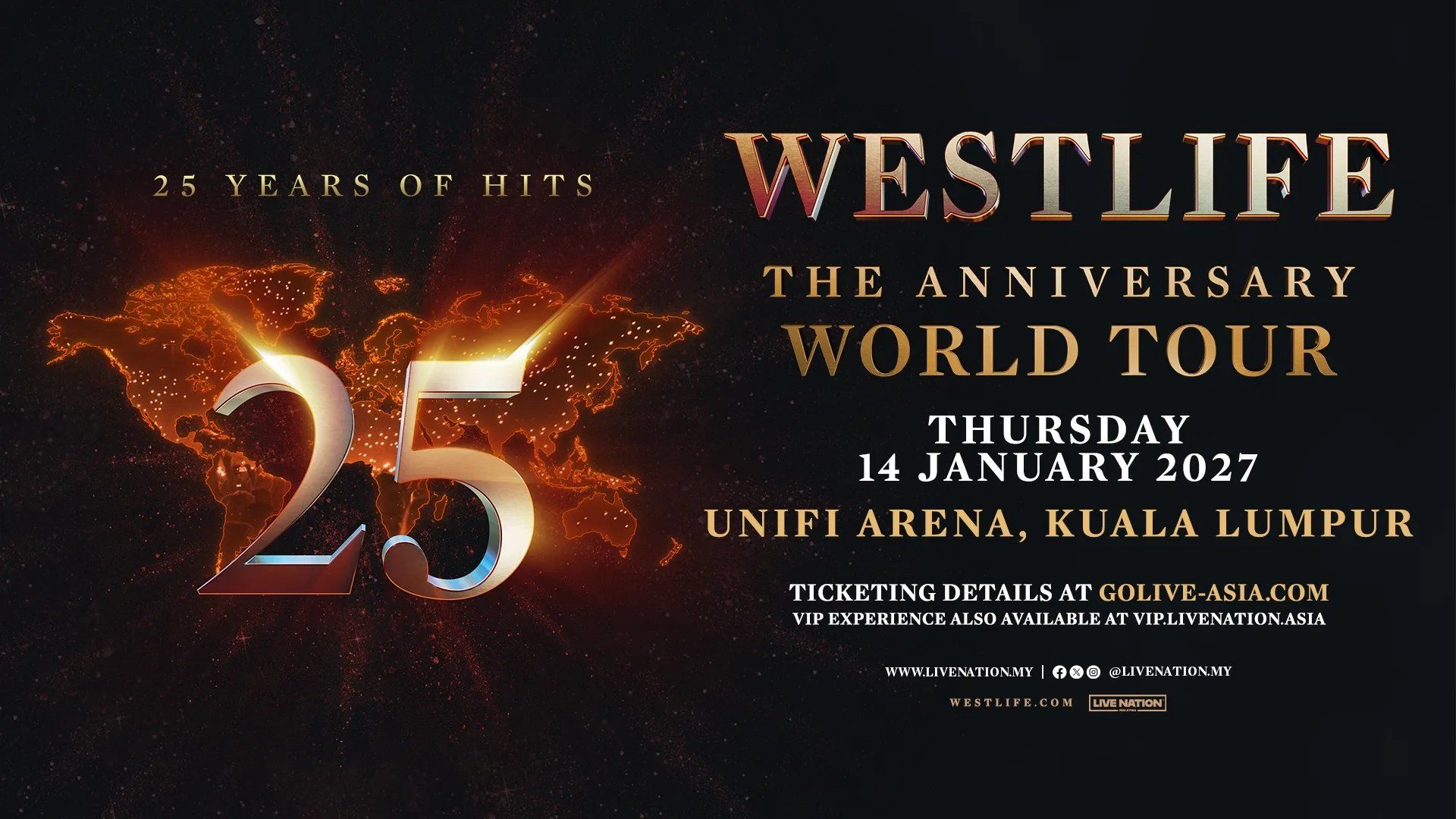 Westlife - THE ANNIVERSARY WORLD TOUR IN KUALA LUMPUR event poster